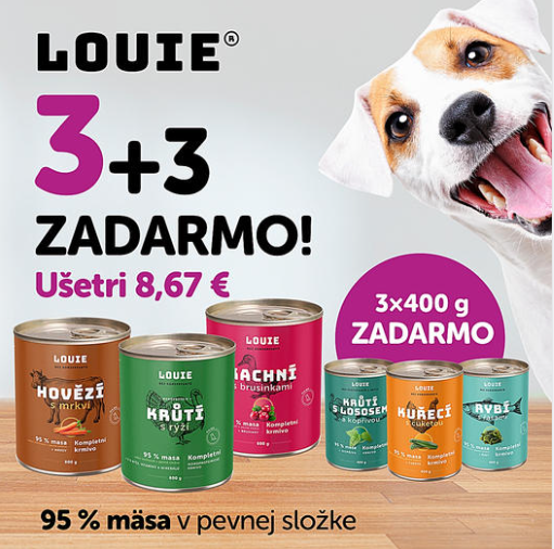 Louieho výhodný balíček 3+3 konzervy ZADARMO
